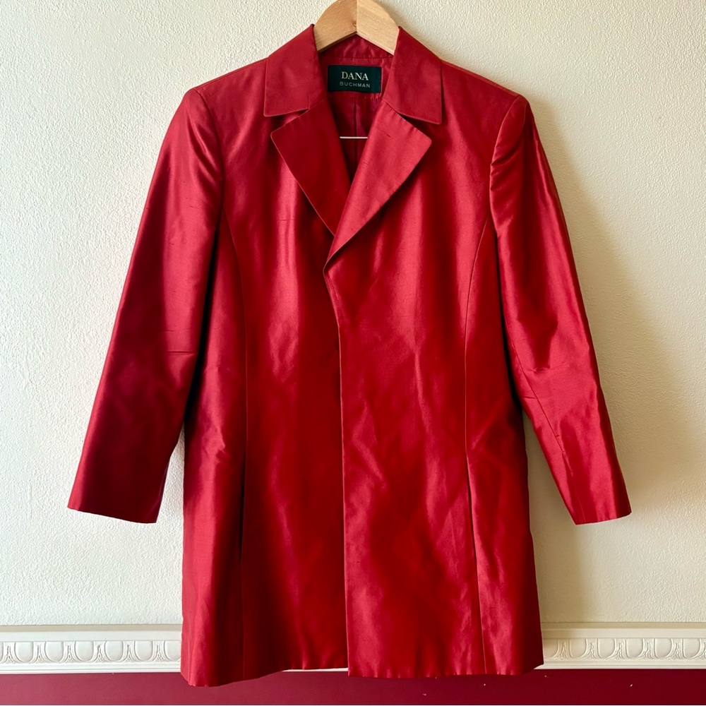 Dana Buchman Red Satin Blazer Jacket